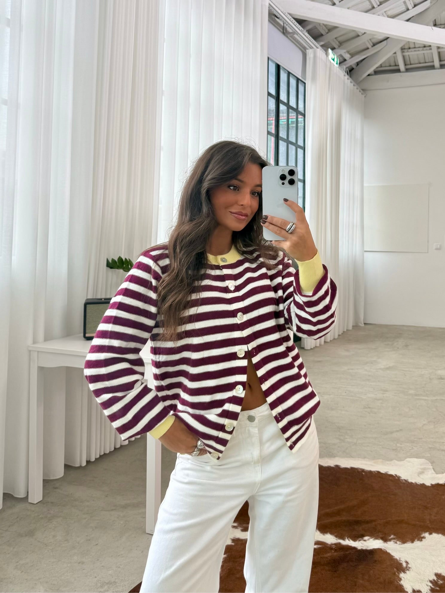 Carol Cardigan With Yellow Details