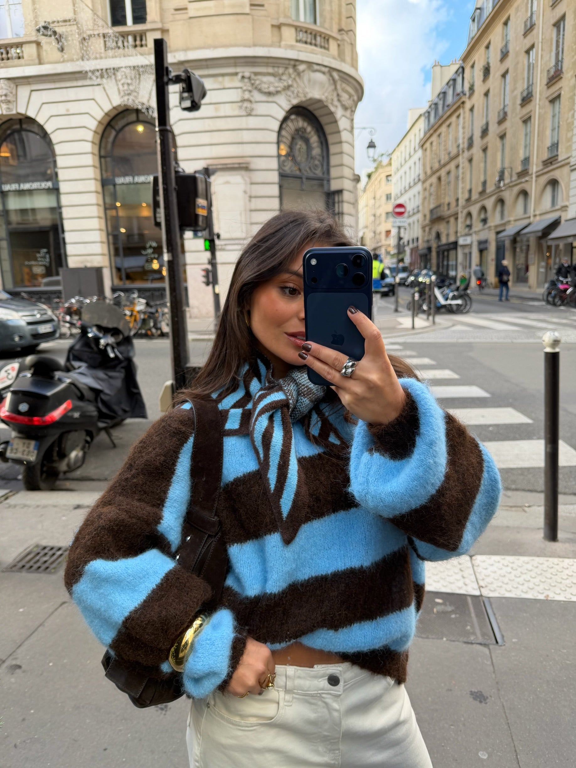 Ami Sweater in Blue and Brown - Shipping 28/01