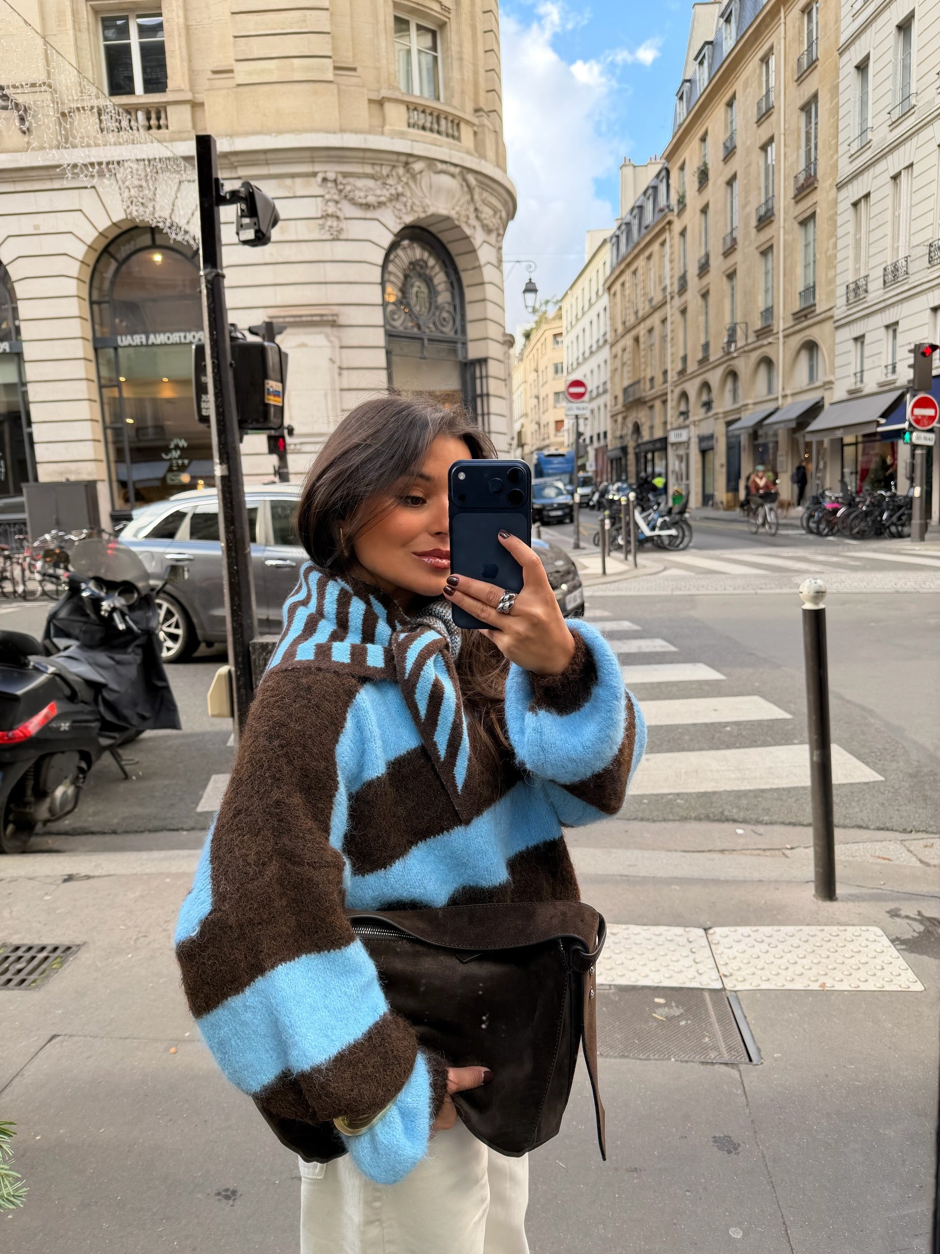 Ami Sweater in Blue and Brown - Shipping 28/01