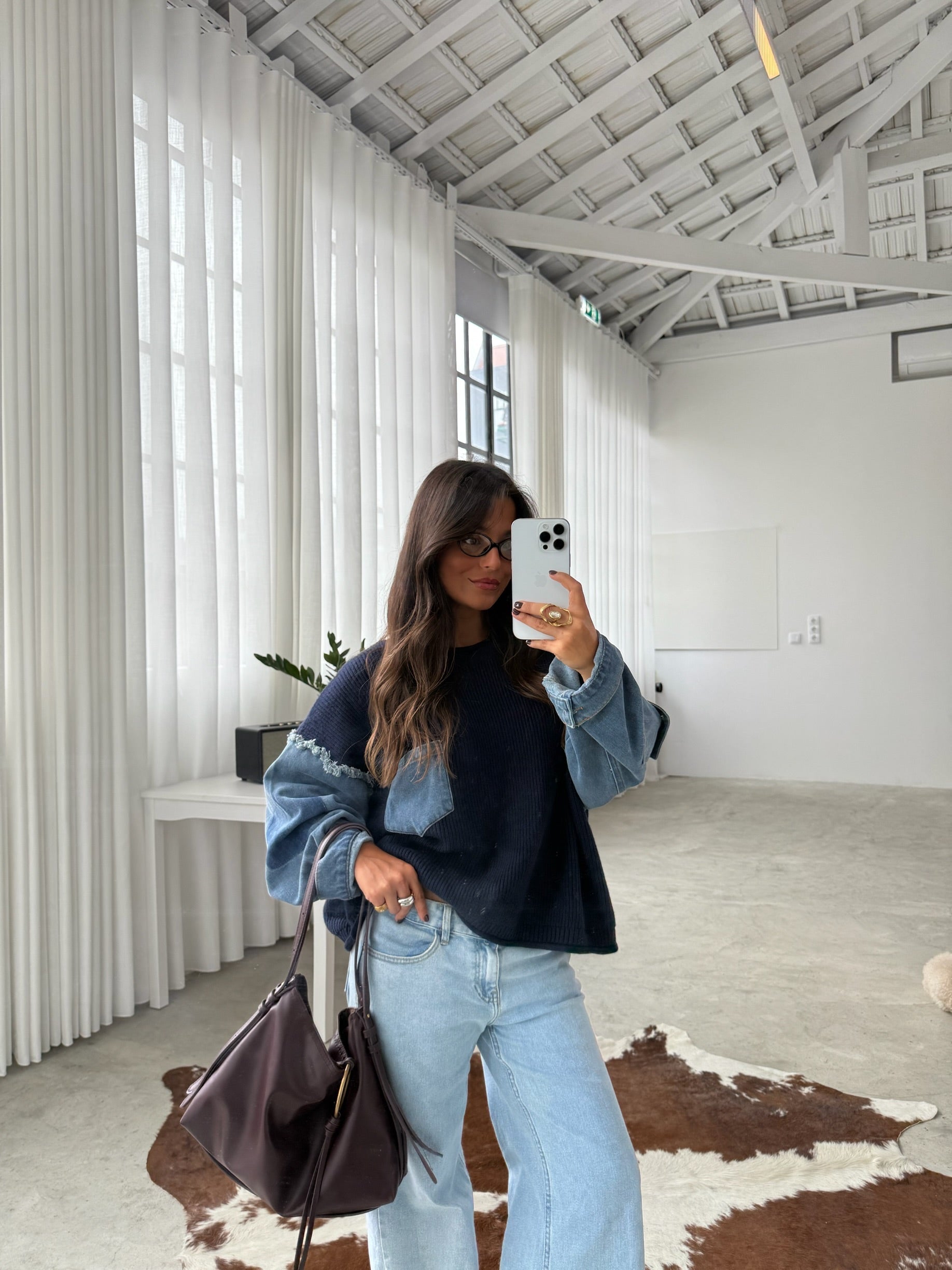 Denim and Navy Blue Sweater - Shipping 28/01