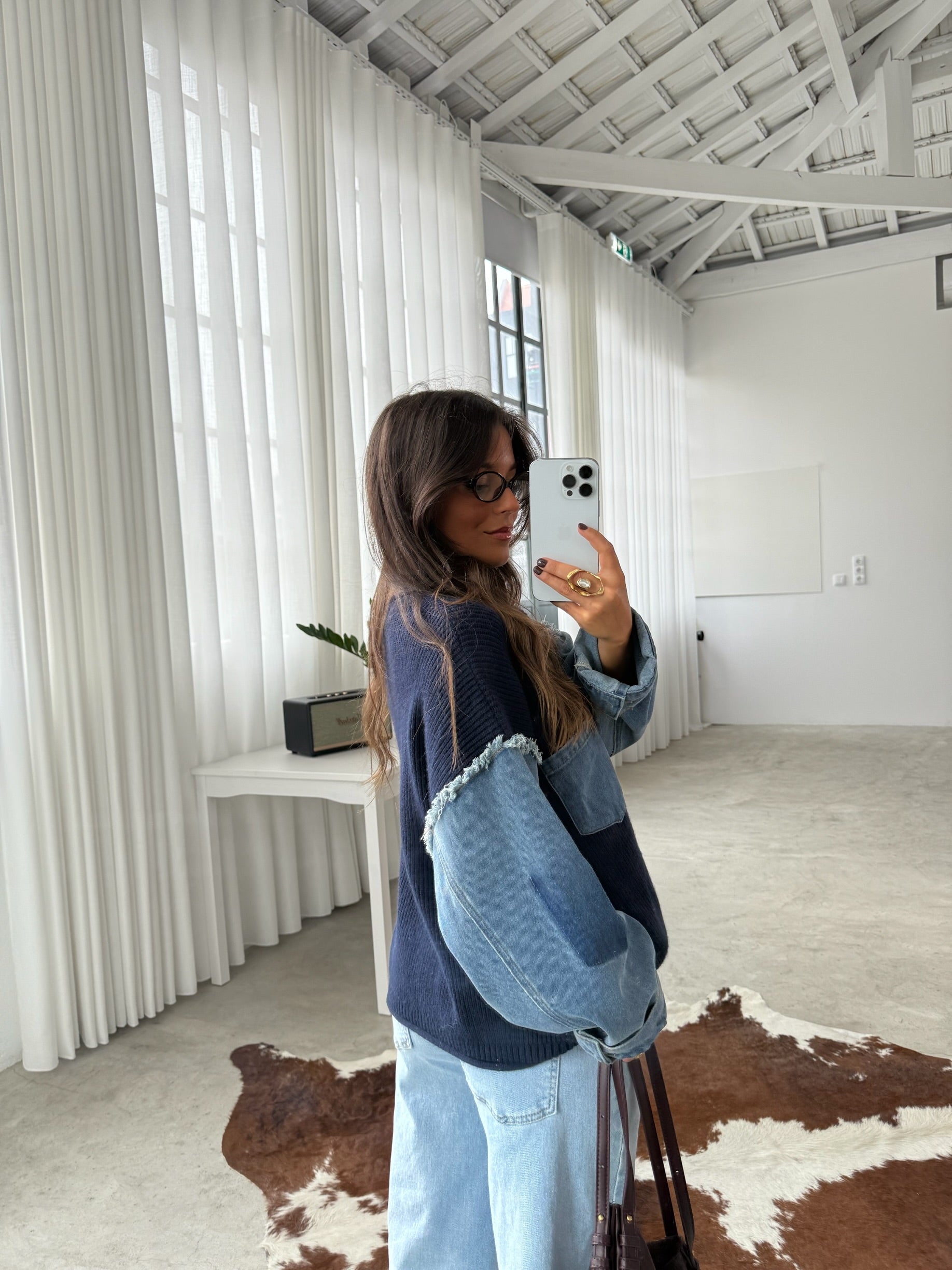 Denim and Navy Blue Sweater - Shipping 28/01