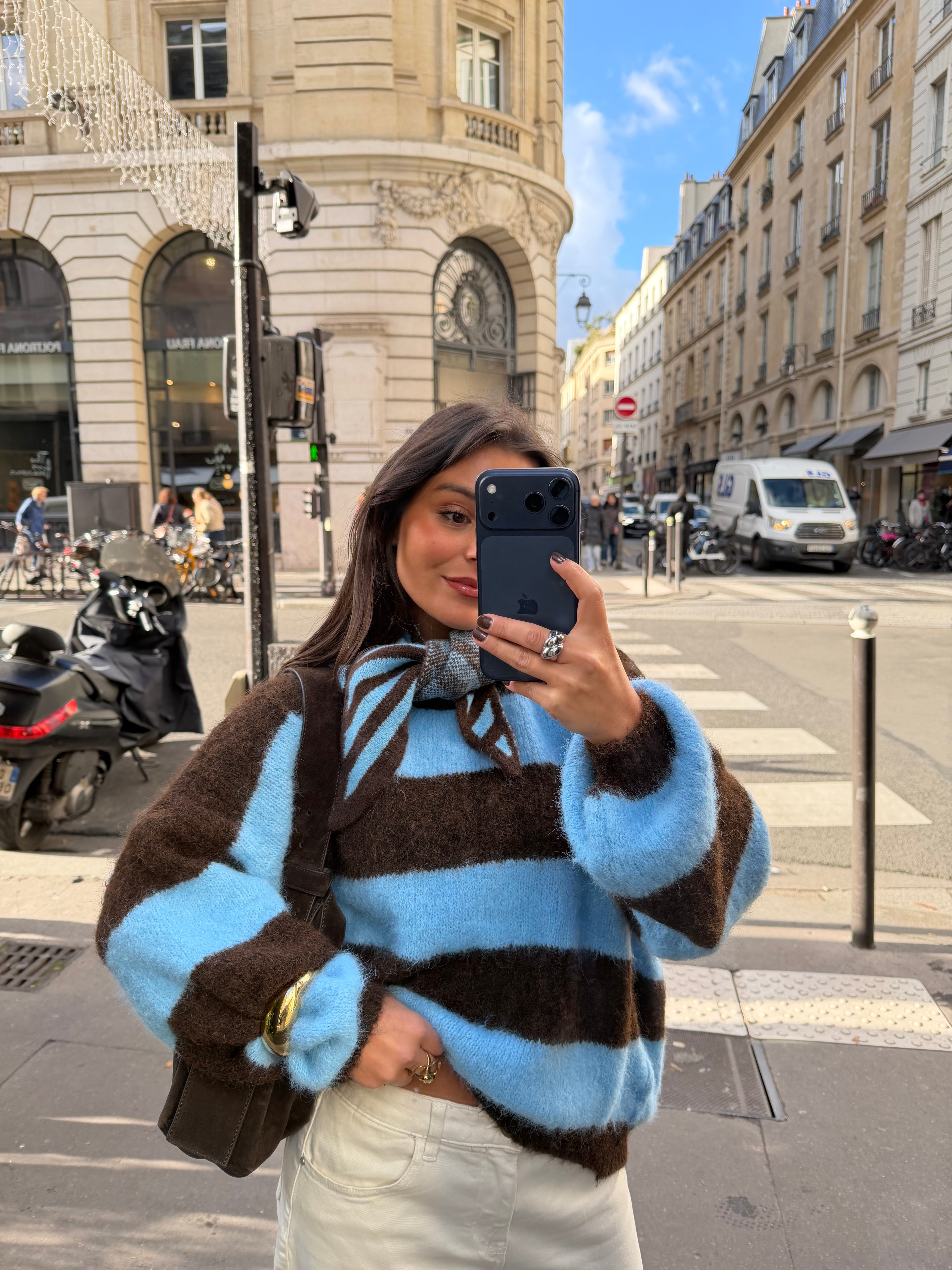 Ami Sweater in Blue and Brown - Shipping 28/01