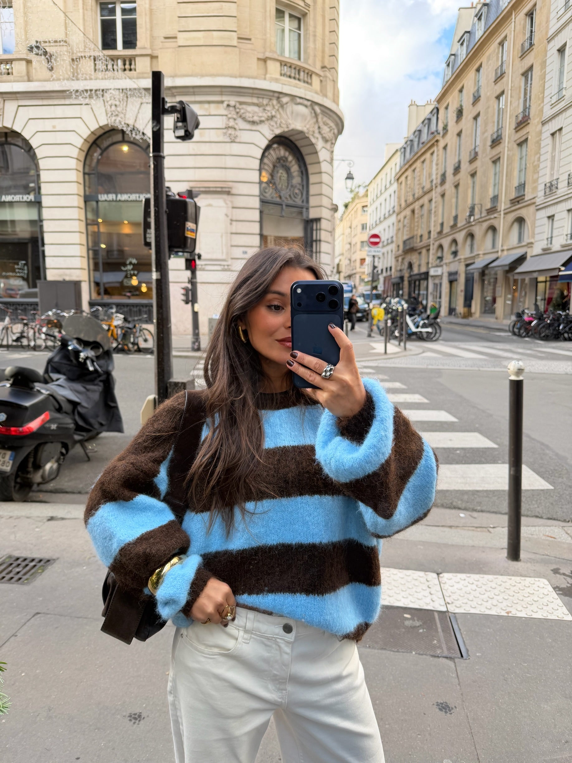 Ami Sweater in Blue and Brown - Shipping 28/01