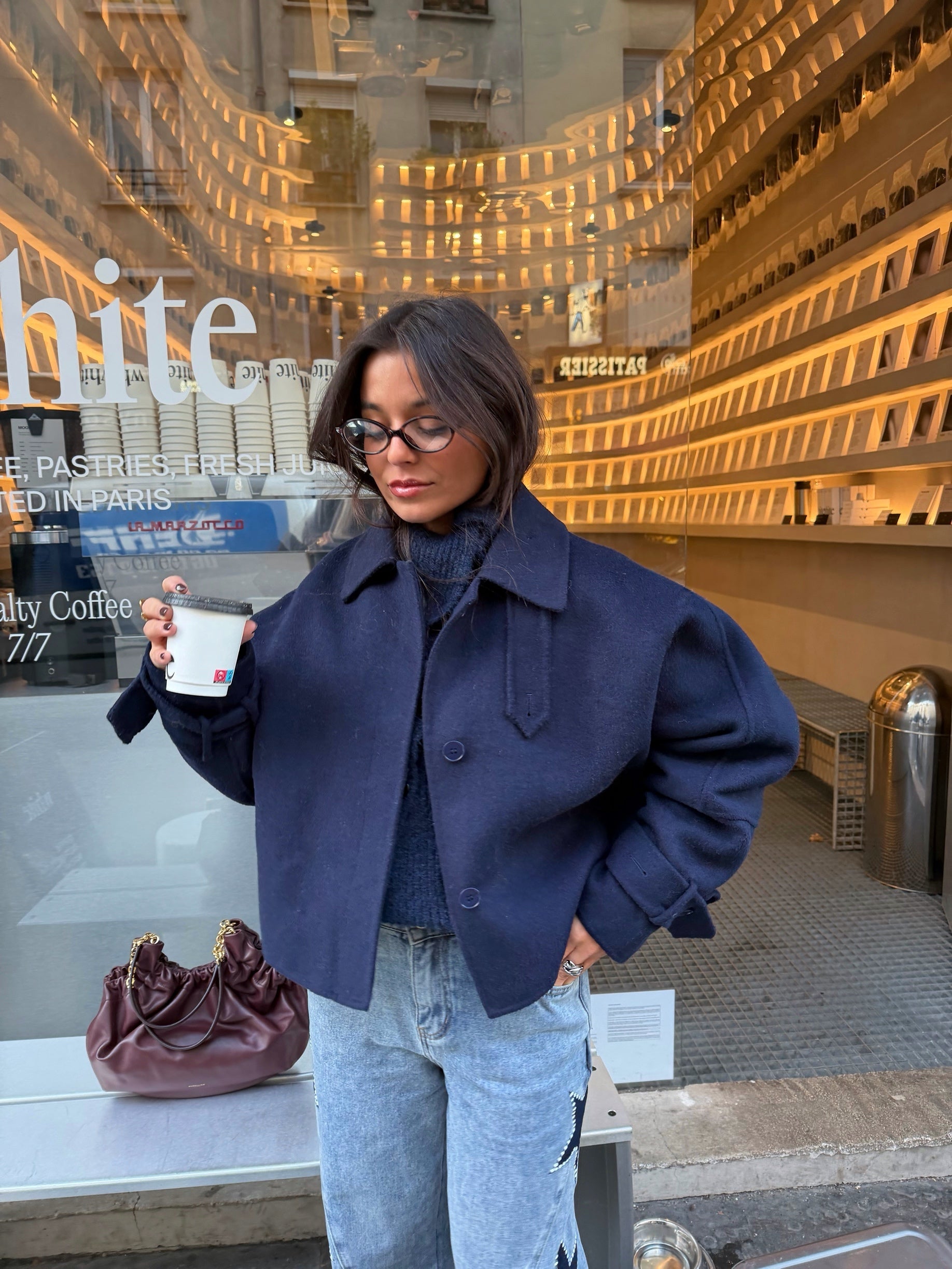 100% Wool Jacket in Navy Blue